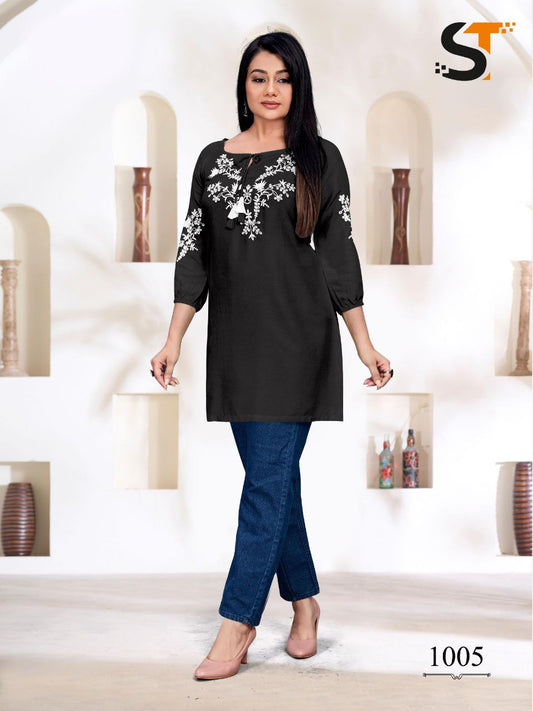 Embroidery Work Short Tops for Office and Regular Wear