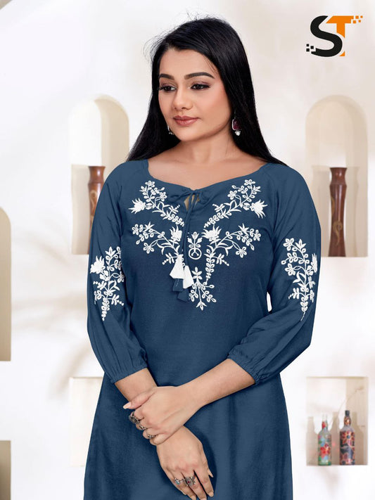 Embroidery Work Short Tops for Office and Regular Wear