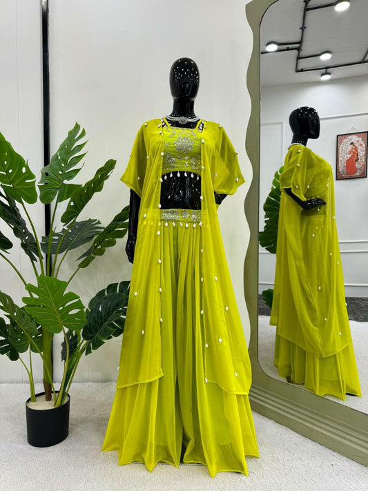 FAUX GEORGETTE GREEN KODI LEHENGA CHOLI