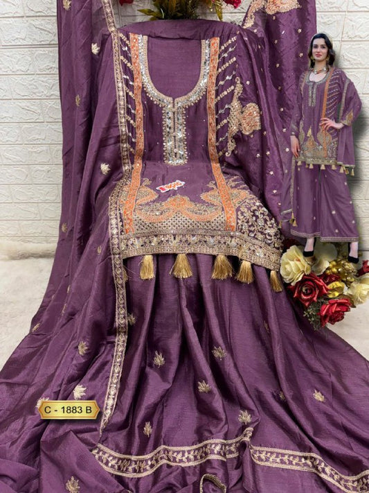 CHINON EMBORODERY WORK KURTA AND PLAAZA SET FOR WOMEN WITH NEW DESIGN