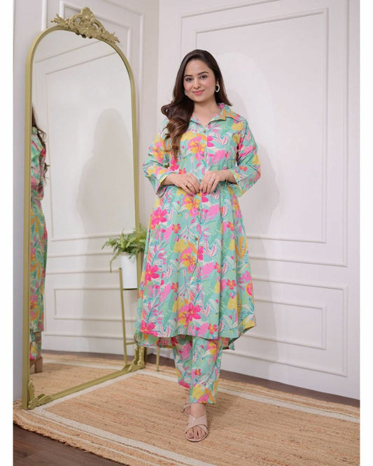 NEW DESIGNER PRINTED COTTON CO ORD SET