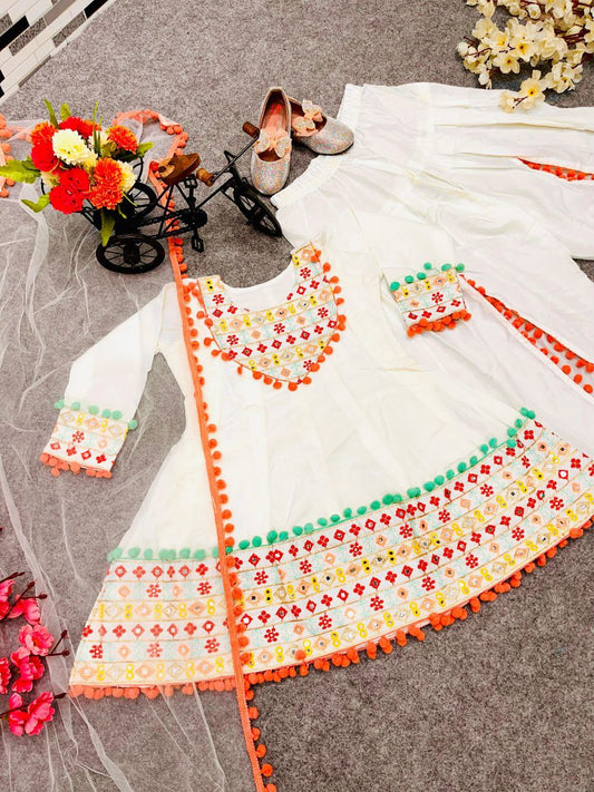Heavy Dull Satin With Embroidery Work With Real Mirrors Work With Heavy Less