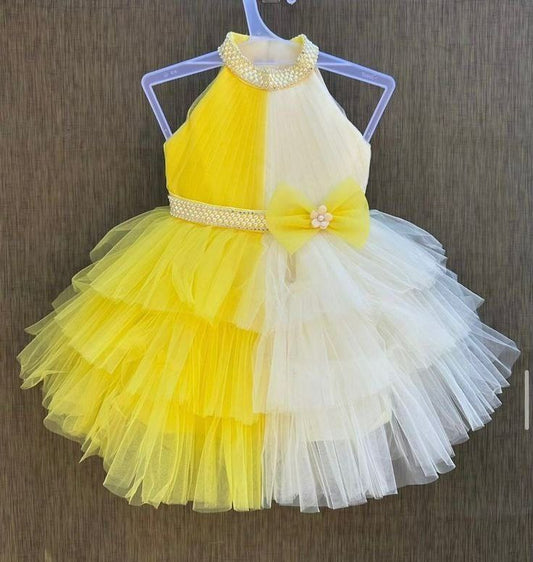 HEVY NET FULL FLARE HALF AND HALF ATTECHED TO AND HALTER FROCK
