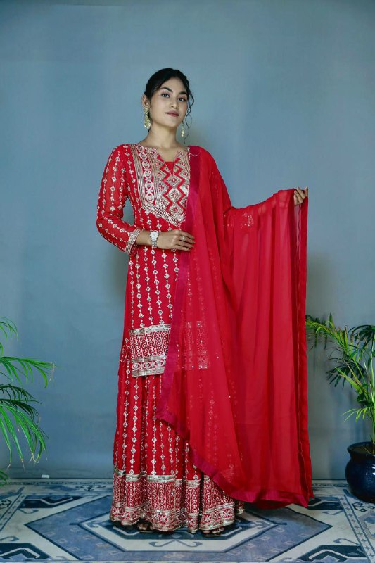 UPCOMING FESTIVAL SEASON COLLECTION 3 PIECE FANCY KURTI WITH BEAUTIFUL SHARARA AND DUPATTA