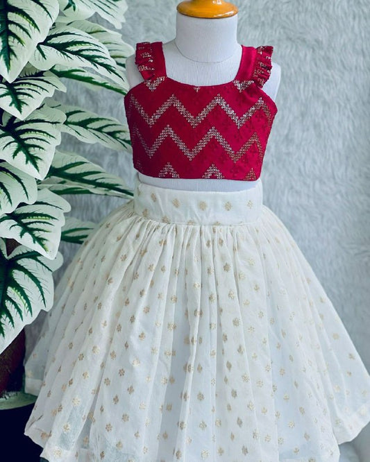 GEORGETTE SEQUENCE WORK TOP WITH BROCADE SKIRT