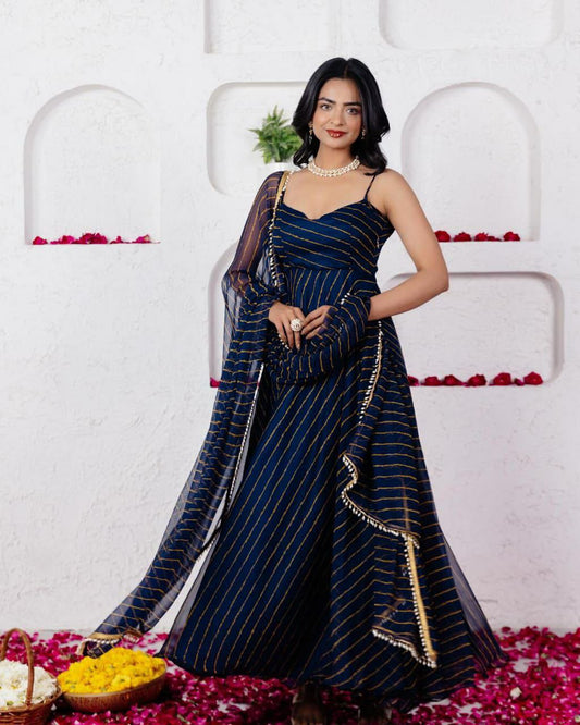 Digital printed Georgette Anarkali suit with huge flair, anarkali length