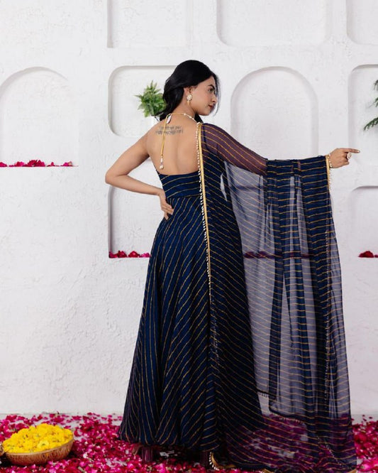 Digital printed Georgette Anarkali suit with huge flair, anarkali length