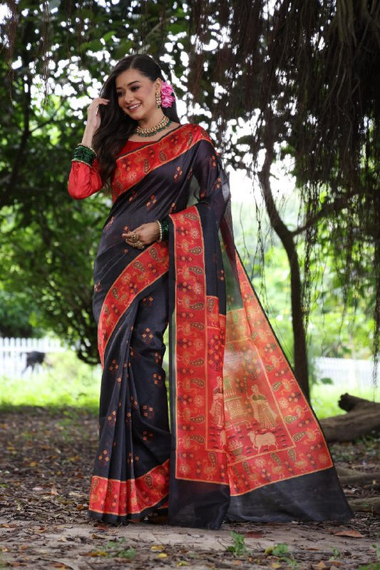 PREMIUM MIXTURE OF PEACOCK AND PICHWAI PRINT