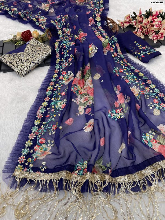 Full Saree Of Heavy quality Soft Tabi Organza With heavy Digital print