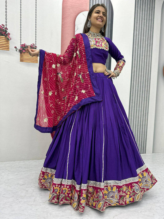 Pure Cotton With Embroidery Coding Sequence Work With Ribbion Lace Work Lehenga Choli