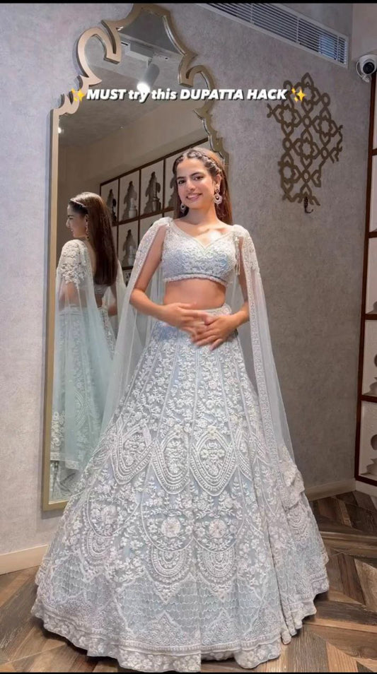 Net With Sequins & Thread Work With Can Can Attach Lehenga Choli