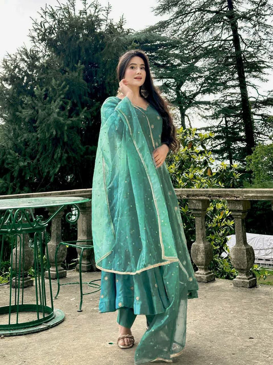 Heavy Simmar Silk With Sequence And Embroidery Work Anarkali Gown