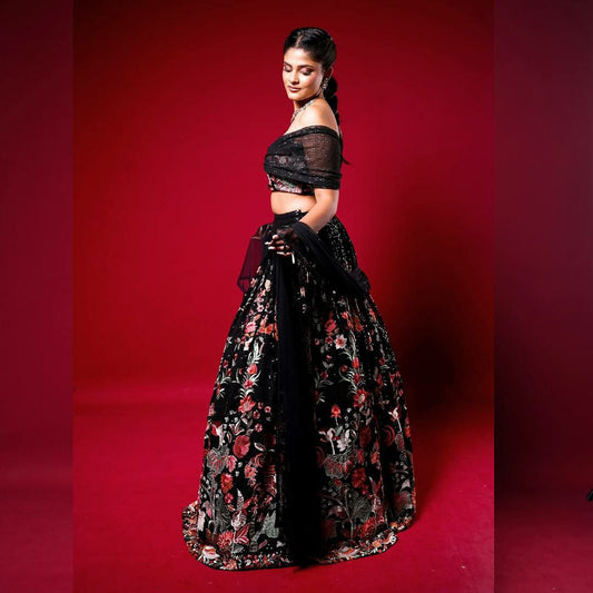 Faux Georgette With Thread With Sequence & Cancan With Canvas Pata Lehenga Choli