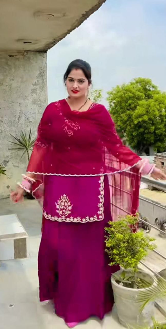 Natural Crepe Silk And Bids Hand Work With Sequence Multi Needle Embroidery Work And Zari Work Top & Lehenga