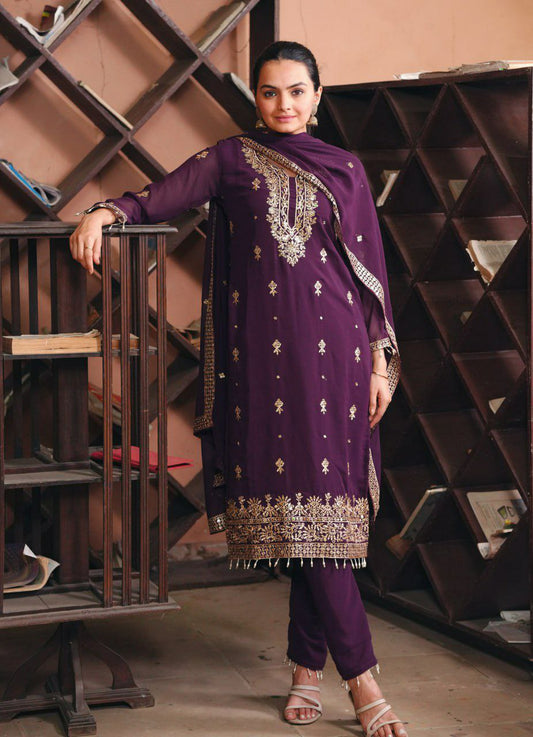 Fox Georgette With Micro Inner And Heavy Embroidery Sequence Work With Elastic Pent Type Dress