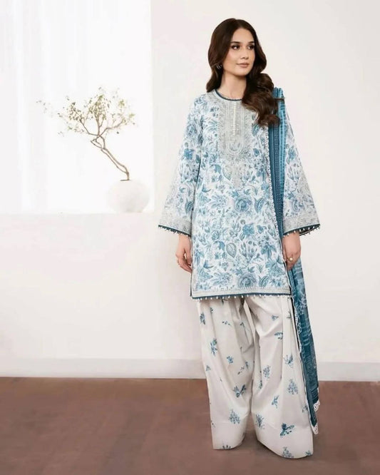 Pure Natural Crepe With Digital Print And Embroidery Work With Fancy Latkan Border With Four Side Fancy Readymade Lace Border Farshi Palazzo Dress