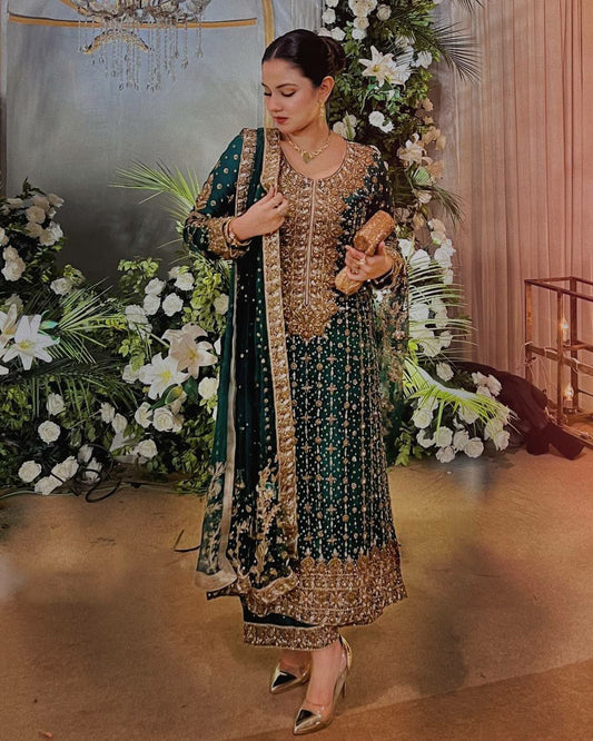 HEAVY JIMMY CHU SILK WITH PRETTY EMBROIDERY SEQUENCE WORK AND THREAD WORK KURTI