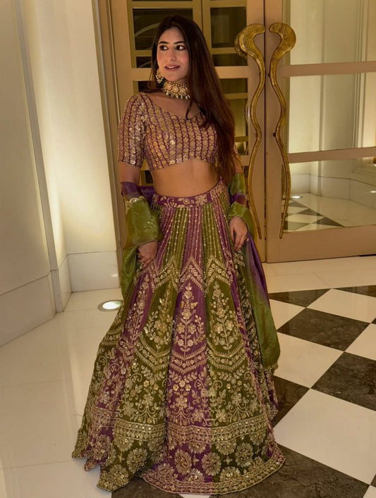 Faux Georgette And Thread With Sequence & Four Side Lace Border Dupatta With Cancan With Canvas Lehenga Choli
