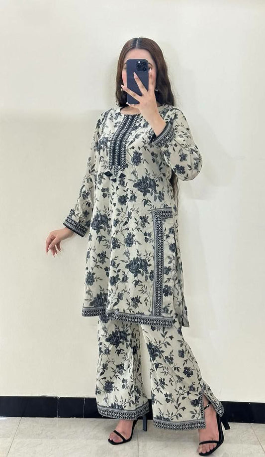 Pure Natural Crepe And Digital Print With Dupatta With Elastic Palazzo Dress