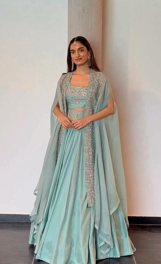 Chinon With Micro Inner & Thread With Sequence With Shrug Lehenga Choli