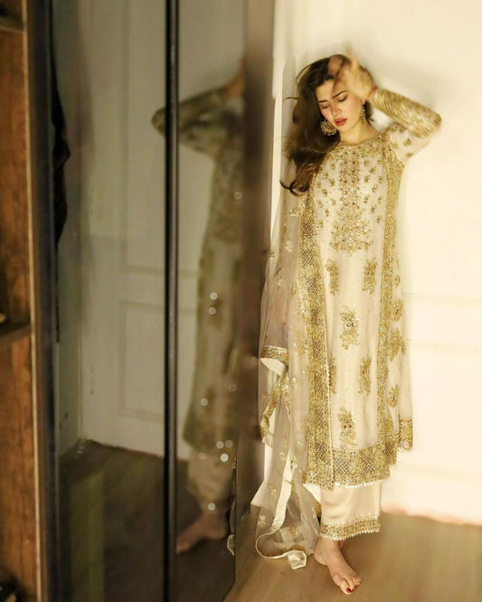 Heavy Fox Gorgeous And Codding Siquence Embroidery Less Sharara Dress