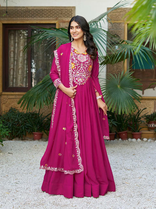Star Georgette With Micro Cotton Inner And Heavy Sequence & Thread Work Gown