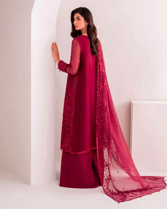 Pure Faux Georgette With Heavy Micro Cotton And Embroidery Sequence Work With Elastic Palazzo Dress