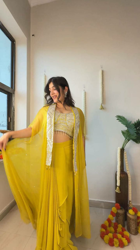 GEORGETTE & SEQUENCE EMBROIDERY WORK WITH SIKKA LACE REAL MICRO MIRROR WORK ON FULL KOTI SALWAR KAMIS