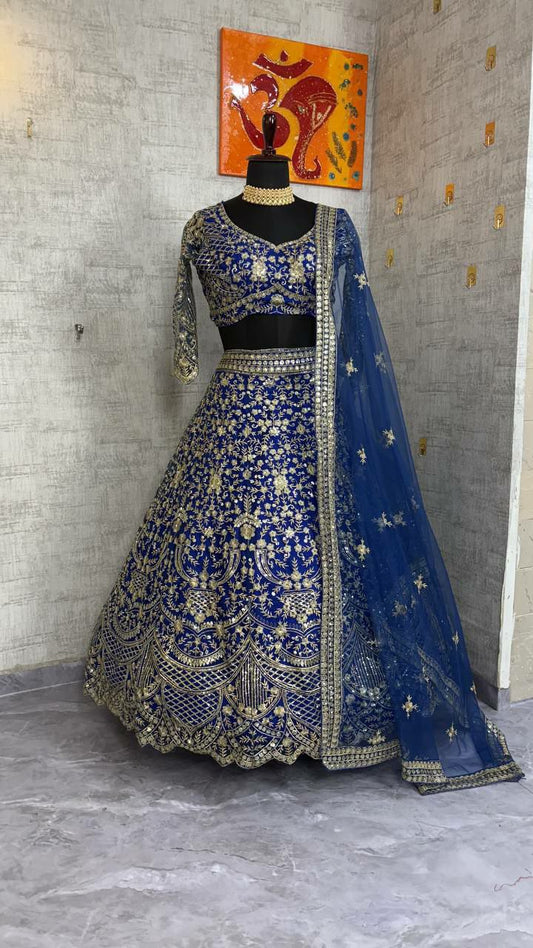 Premium Quality Soft Net With Embroidery Sequins Work With Cancan & Canvas Patta With Lining Blouse Type Lehenga Choli