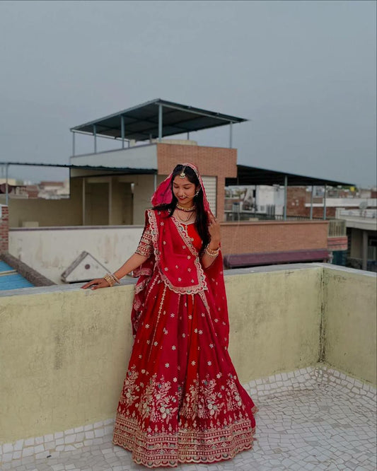 Faux Georgette With Thread With Sequence & Cancan With Canvas Lehenga Choli