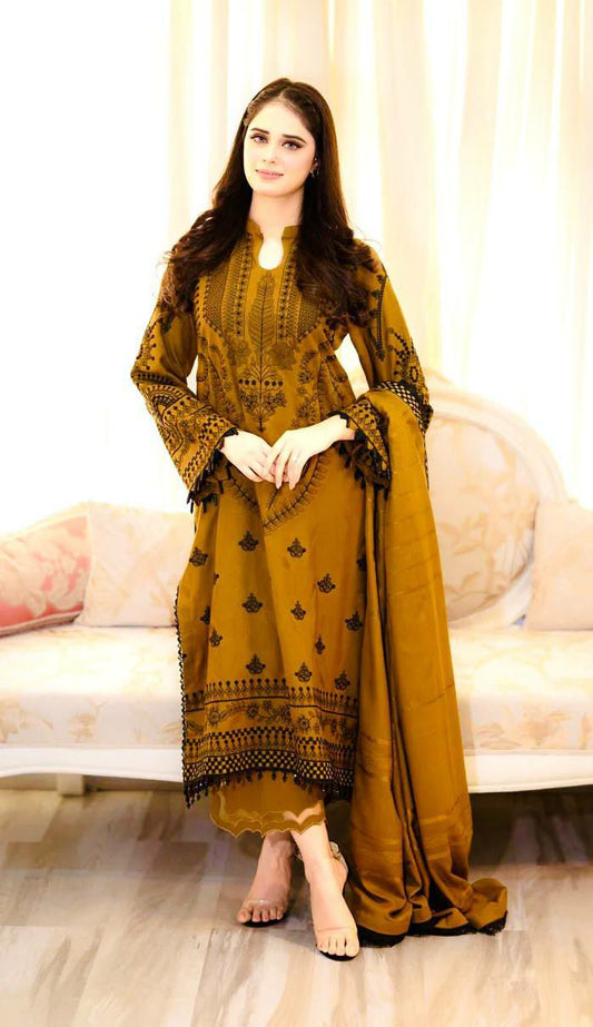 Heavy Faux Georgette And Heavy Embroidery Work With Fancy Latkan Border With Elastic Palazzo Dress