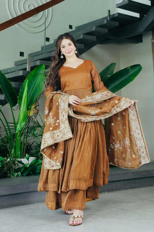 Gold Crazy And Embroidery Siquence Work And Less Work With Paid And Zipper Sharara Dress