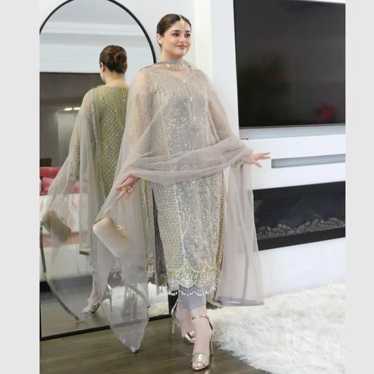 HEAVY SOFT NET AND EMBROIDERY SEQUENCES WORK WITH HEAVY DIMOND WORK & FANCY LESS DRESS