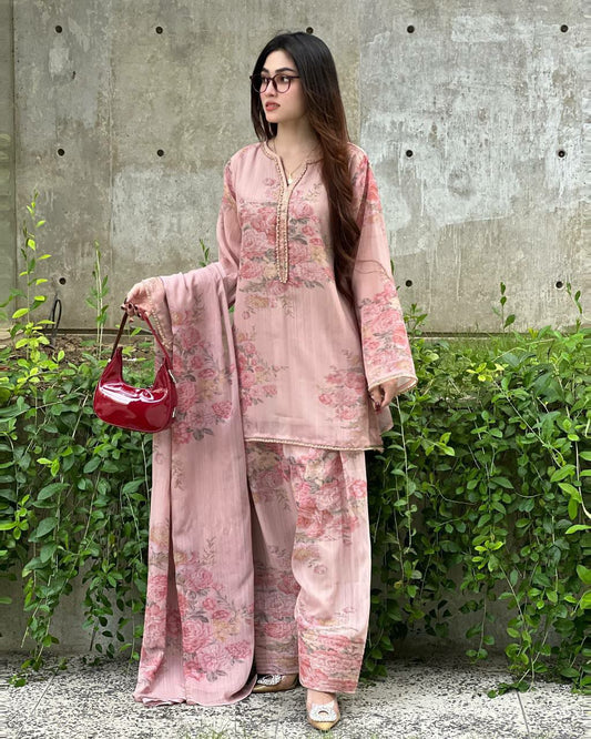 Pure Faux Georgette With Heavy Micro Cotton And Digital Print With Elastic Farshi Palazzo Dress
