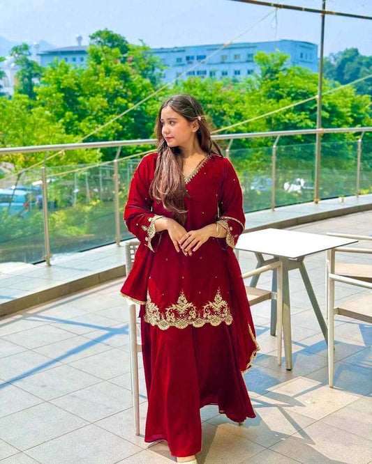 Heavy Faux Georgette And Embroidery Sequence Work With Moti Work With Lace Border Sharara Palazzo