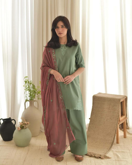 HAVY FRANCH CREP AND HAVY EMBROIDERY WORK WITH MICRO COTAN AND ELASTIC TOP & BOTTAM SUIT