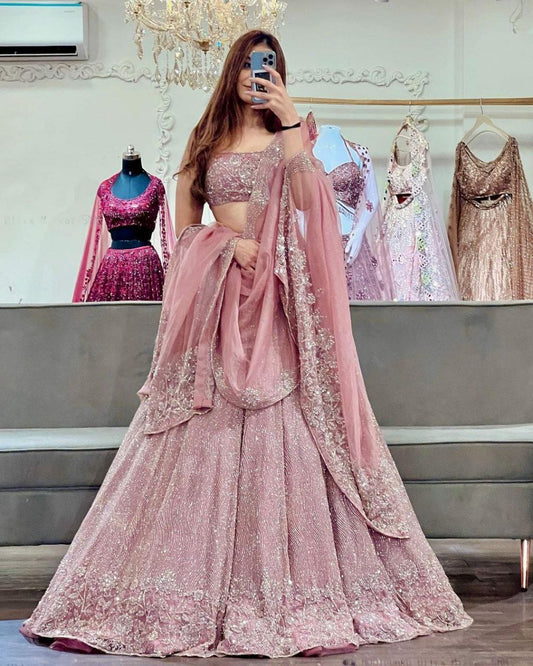 Premium Georgette Embellished With Beautiful Shimmer Dori Work With Heavy Cancan And Beautiful Shimmer Dori Work ,Both Side Work Blouse Lehenga