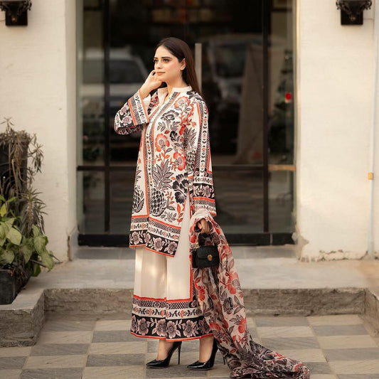 Pure American Crape With Digital Print With Elastic With Sleeves Type Palazzo Dress