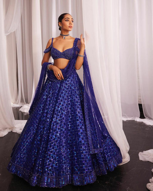 Premium Butterfly Net With Beautiful Heavy Jari Work With Heavy Rainbow Dual Sequins Work With Heavy Cancan And Canvas Lehenga Choli