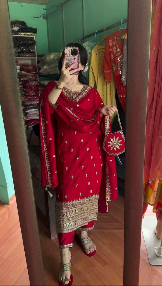 ROMAN SILK KURTI WITH FULL STEACH PANT WITH ELASTIC RUBBER