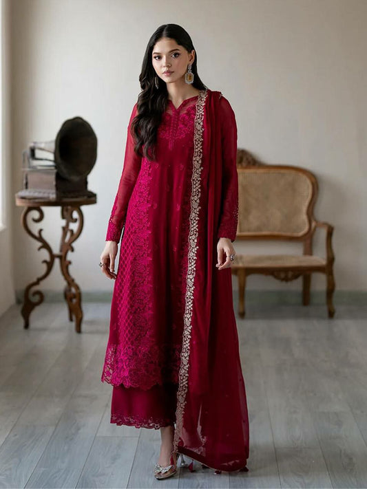 Heavy Faux Georgette With Embroidery Sequence Work With Fancy Sleeve And Lace Border Type Dress