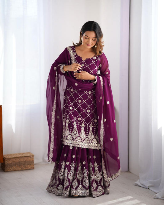 Thread with Sequence work Faux Georgette Full stich Anarkali Salwar Suit