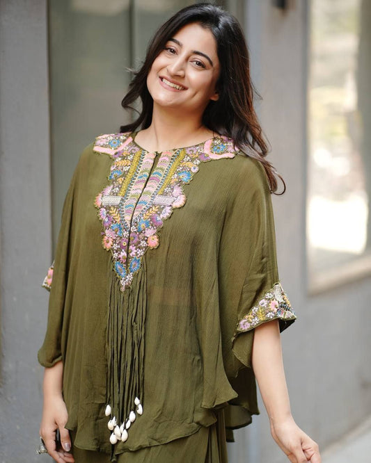 AIR TEX CHINON AND SEQUENCE EMBROIDERED WORK WITH KODI LATKAN TOP & PLAZZO