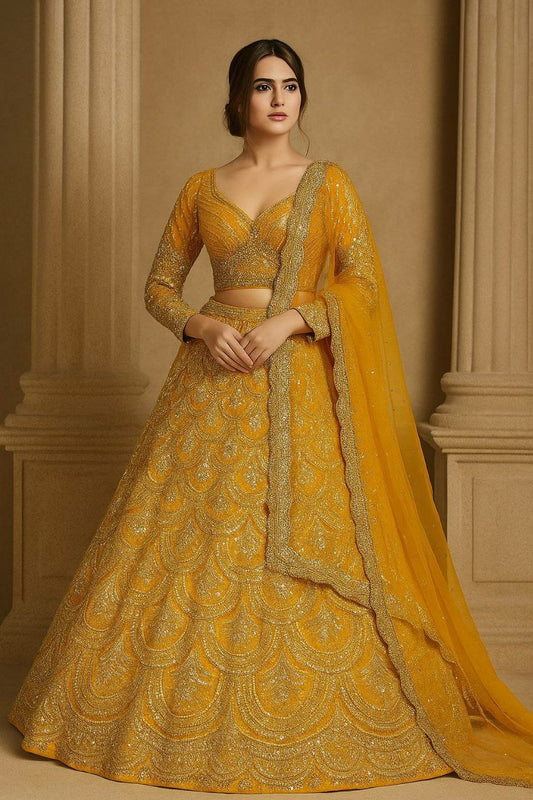 Heavy Thai Silk Lehenga With Sequins Work & Dori Work With Tassels Border Blouse & Can Can Attach Lehenga Choli