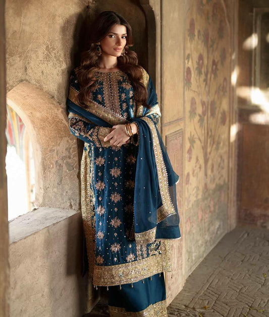Heavy Georgette And Heavy Micro Cotton With Heavy Embroidery Sequence Work With Rivet Moti Work Top & Bottom Dress