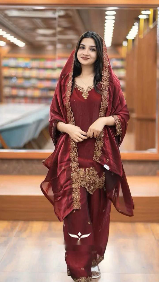 Real Mirror Work Pure jimmy choo Silk Fabric Bright Color Regional Indian Cloth / Salwar Suit