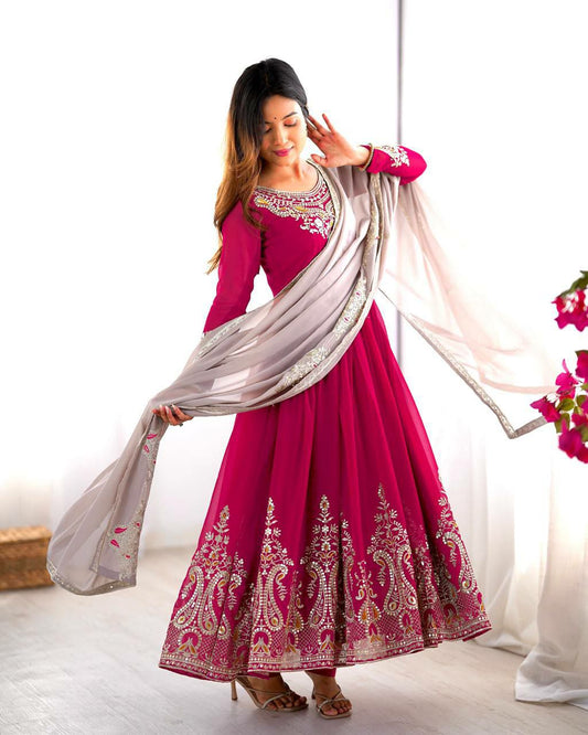 Heavy Georgette With Heavy Multi Thread Embroidery Sequence Work Top & Bottom Dress