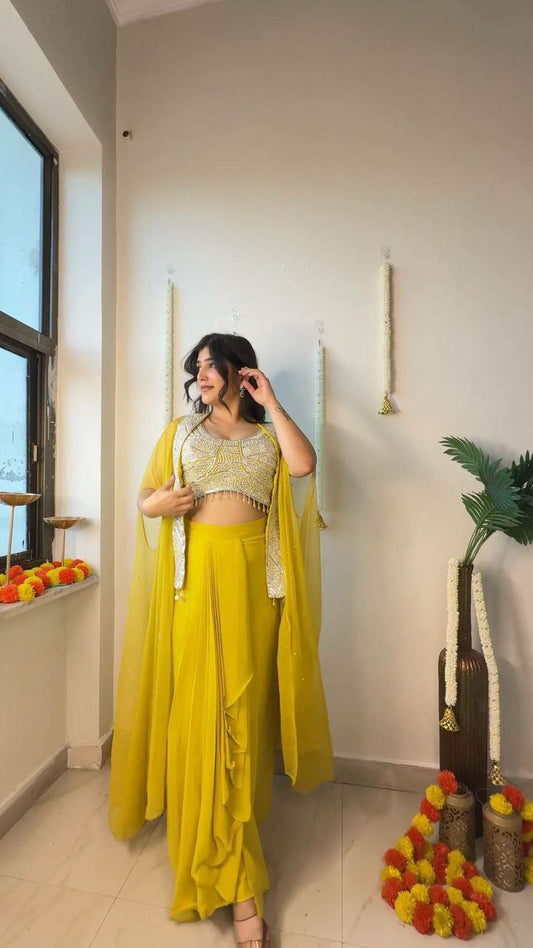 GEORGETTE & SEQUENCE EMBROIDERY WORK WITH SIKKA LACE REAL MICRO MIRROR WORK ON FULL KOTI SALWAR KAMIS
