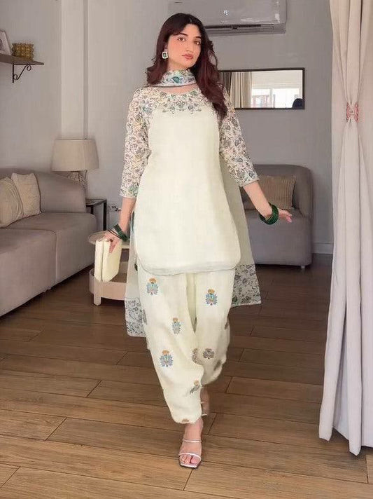 Pure Faux Georgette And Digital Print With Full Sleeve With Elastic Farshi Palazzo Dress