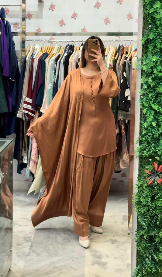 Heavy Georgette With Heavy Micro Cotton With Sleeve Type Farshi Pent & Top Suit